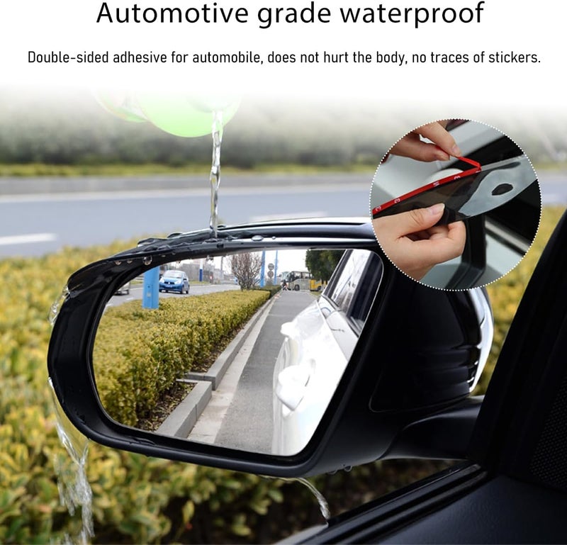 Wevdn 2 PCS Mirror Rain Visor Eyebrow, Waterproof PVC Auto Exterior Rear View Mirror Rain Visor Guard, Rainproof Side Mirror Rain Visor Eyebrow Cover for SUV Truck, Car Accessories (Black) - Image 5
